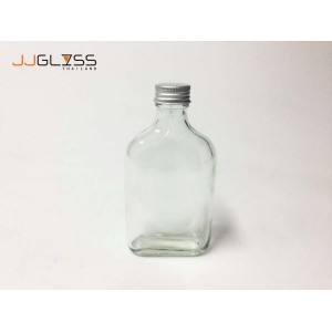 187 ML. Glass Bottle Cover Silver - Transparent Glass Bottle, Cover Silver
