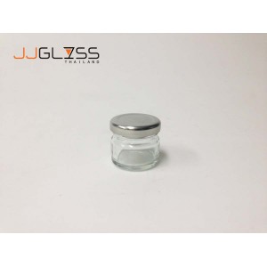 20 G. Glass Bottle Cover Silver - Transparent Glass Bottle, Cover Silver