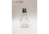 (AMORN) Drinking Bulb 420ml. (Silver Cap) - ขวดแก้ว เนื้อใส ทรงหลอดไฟ มีจุกยางปิดสีขาว พร้อมฝาเกลียวสีเงิน สำหรับร้านอาหารและเครื่องดื่ม