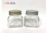 Mason 300ml. Homemade - Transparent Glass Bottles, Cover Gold, Cover Silver, 300 ml. 