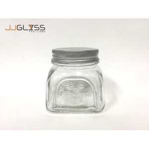 Mason 300ml. Homemade Silver - Transparent Glass Bottles, Cover Silver, 300 ml.