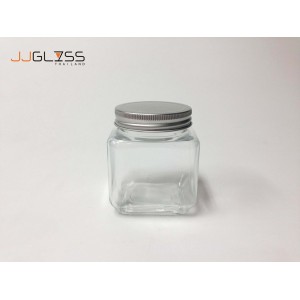 Mason 480ml. Silver - Transparent Glass Bottles, Cover Silver, 480 ml. 