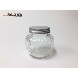 Mason 600ml. Silver - Transparent Glass Bottles, Cover Silver, 600 ml. 