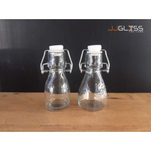 (AMORN) ROUND BOTTLE-0150 - Transparent Handmade Glass Bottles Snap Lock Cover 