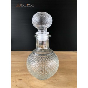 ROUND WHISKY BOTTLE 150ml. - Transparent Handmade Glass Bottles (150 ml.)