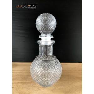 ROUND WHISKY BOTTLE 300ml. - Transparent Handmade Glass Bottles (300 ml.)