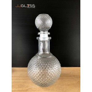 ROUND WHISKY BOTTLE 500ml. - Transparent Handmade Glass Bottles (500 ml.)