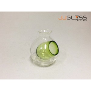 Sake 200 ml. Green - Transparent Handmade Colour Bottle, 7oz. (200 ml.)