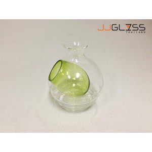 Sake 375 ml. Green - Transparent Handmade Colour Bottle, 13oz. (375 ml.)