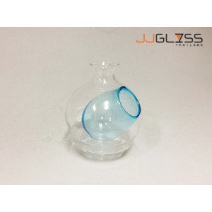 Sake 375 ml. Turquoise - Transparent Handmade Colour Bottle, 13oz. (375 ml.)