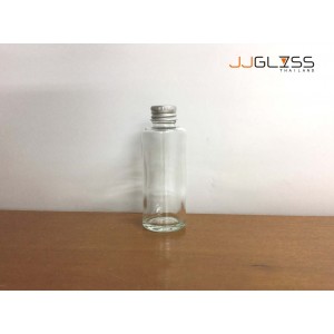 ขวดกลมแป้งน้ำ 50 มล. ฝาเงิน - 50ml. Round Bottle Glass Juice
