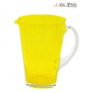 เหยือก 054 เหลือง - เหยือกแก้ว แฮนด์เมด ทรงกรวย หูใส สีเหลือง 1.7 ลิตร (1,650 มล.)