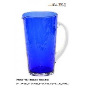 Pitcher 742/24 Hammer Finish Blue - Handmade Colour Pitcher, With Hammer Finish Blue 2.3 L. (2,250 ml.)