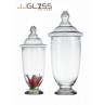 JAR WITH COVER 896/45 - Transparent Handmade Colour Lotus Vase With Cover, Height 45.5 cm.