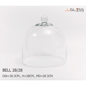 BELL 28/28 - ฝาครอบแก้ว แฮนด์เมด เนื้อใส ความสูง 28 ซม. สำหรับครอบเค้กและขนม