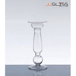 CANDLE STAND 1099/30 - Clear Glass Hurricane Vase, Height 30 cm.