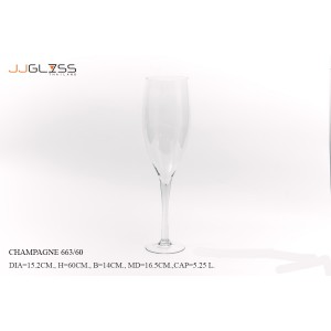 CHAMPAGNE 663/60 - Vase Glass Handmade, Transparent  Colour, Champagne  Style, Height 60 cm.