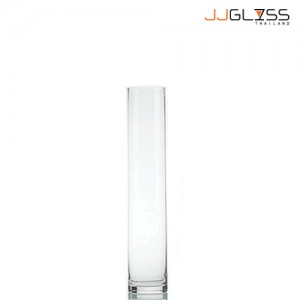 CYLINDER VASE 10/25 - Transparent Handmade Colour, Tall  Cylinder Vase, 25 cm.