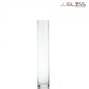 CYLINDER VASE 10/30 - Transparent Handmade Colour, Tall  Cylinder Vase, 30 cm.