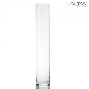 CYLINDER VASE 10/80 - Transparent Handmade Colour, Tall  Cylinder Vase, 80 cm.