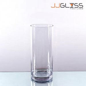 CYLINDER VASE 12.5/25 - Tall Clear Glass Cylinder Vase, Height 25 cm.