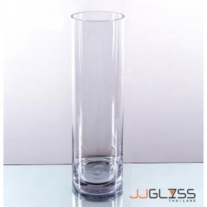 CYLINDER VASE 12.5/40 - Vase Glass Transparent Handmade Colour, Cylinder Vase, Height 40 cm.