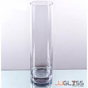 CYLINDER VASE 12.5/50 - Vase Glass Transparent Handmade Colour, Cylinder Vase, Height 50 cm.