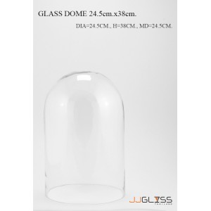 GLASS DOME 24.5cm.x38cm. - Transparent Handmade Colour Cover, Height 38 cm.
