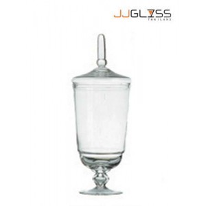 JAR WITH COVER 047/33 - Handmade Colour Dozen Transparent Glass Cover, Height 33 cm.