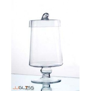 JAR WITH COVER 104 - Handmade Colour Dozen Transparent Glass Cover, Height 38.5 cm.