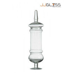 JAR WITH COVER 1179/33 - Transparent Handmade Colour, Vase With Glass ,Jar With Cover, Height 33 cm.