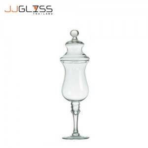 JAR WITH COVER 1224/53 - Transparent Handmade Colour Vase With Glass Lid, Height 53 cm.