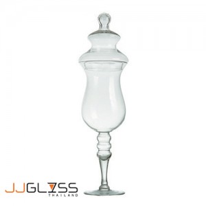 JAR WITH COVER 1224/66 - Transparent Handmade Colour Vase With Glass Lid, Height 66 cm.