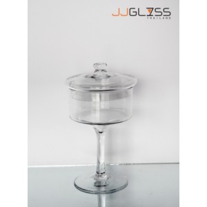 JAR WITH COVER 211/25 -  แจกันแก้ว เนื้อใส พร้อมด้วยฝาแก้ว ความสูง 25 ซม.