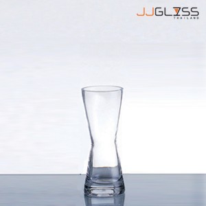 VASE 040/25 - Transparent Handmade Colour Shape Hourglass, Height 25 cm.