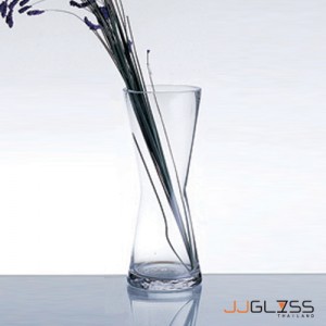 VASE 040/30 - Transparent Handmade Colour Shape Hourglass, Height 30 cm.