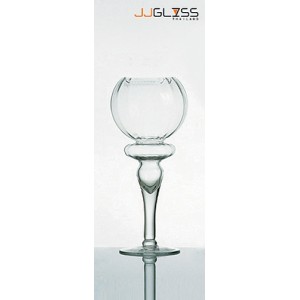 VASE 073/40 - Transparent Rose Bowl Glass Handmade Vase, Height 40 cm.