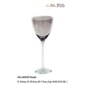 แก้วขา A054/22 ม่วง - แก้วไวน์ แฮนด์เมด ขาใส สีม่วง 9 ออนซ์ (250 มล.)