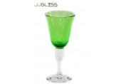 แก้วขาแชมเปญฟองก้านยาว 18 ซม. เขียว - แก้วขา แชมเปญ แฮนด์เมด ขาใส ตัวแก้วลายฟอง สีเขียว 6 ออนซ์ (175 มล.)