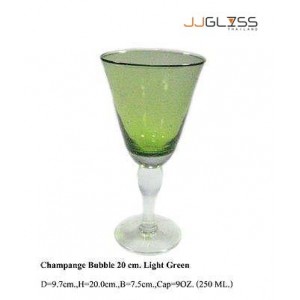 แก้วขาแชมเปญฟองก้านยาว 20 ซม. เขียวอ่อน - แก้วแชมเปญ แฮนด์เมด ขาใส สีเขียวอ่อน 9 ออนซ์ (250 มล.)