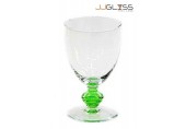 แก้วขาโกเบท 14 ซม. ขาปุ่ม เขียว - แก้วขา แฮนด์เมด ตัวใส สีเขียว 9 ออนซ์ (250 มล.)