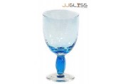แก้วขาโกเบท 15 ซม. ลายเย็น ฟ้า - แก้วขา แฮนด์เมด สีฟ้า 10 ออนซ์ (275 มล.)