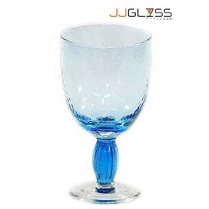 แก้วขาโกเบท 15 ซม. ลายเย็น ฟ้า - แก้วขา แฮนด์เมด สีฟ้า 10 ออนซ์ (275 มล.)