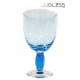 Glass Goblet 15 cm. Hammer Finish Blue - Handmade Colour Stemware 10 oz. (275 ml.)
