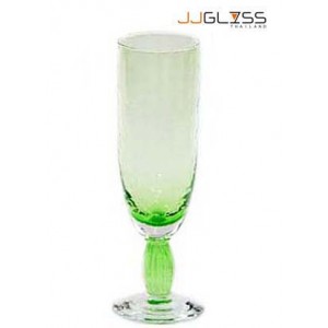 Glass Goblet 17 cm. Hammer Finish Green - 7 oz. Green Goblet with Hammer Finish Stemware (200 ml.)