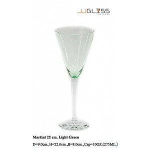 Glass Martini 22 cm. Light Green - 10 oz. Light Green Martini Glass Stemware (275 ml.)