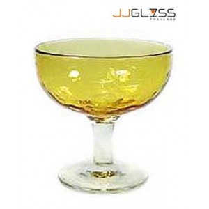 แก้วขา 11.5 ซม. ลายเย็น ชา - แก้วเหล้า แฮนด์เมด ขาใส สีชา 11 ออนซ์ (300 มล.)