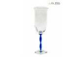 แก้วขาลอน 8 นิ้ว ขาน้ำเงิน - แก้วขา แฮนด์เมด ตัวใส ขาสีน้ำเงิน 5 ออนซ์ (150 มล.)