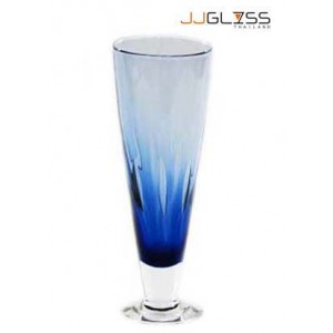 Glass KK Big Bubble 19 cm. Blue - 9 oz. Blue Stemware with Big Bubbles 19 cm. Tall, Colored Stemware (250 ml.)