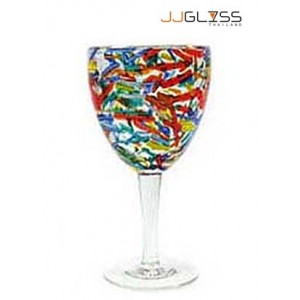 Glass Wine 20 cm. Fancy - 18 oz. Fancy Multi-Colored Wine Glass, Stemware (500 ml.)
